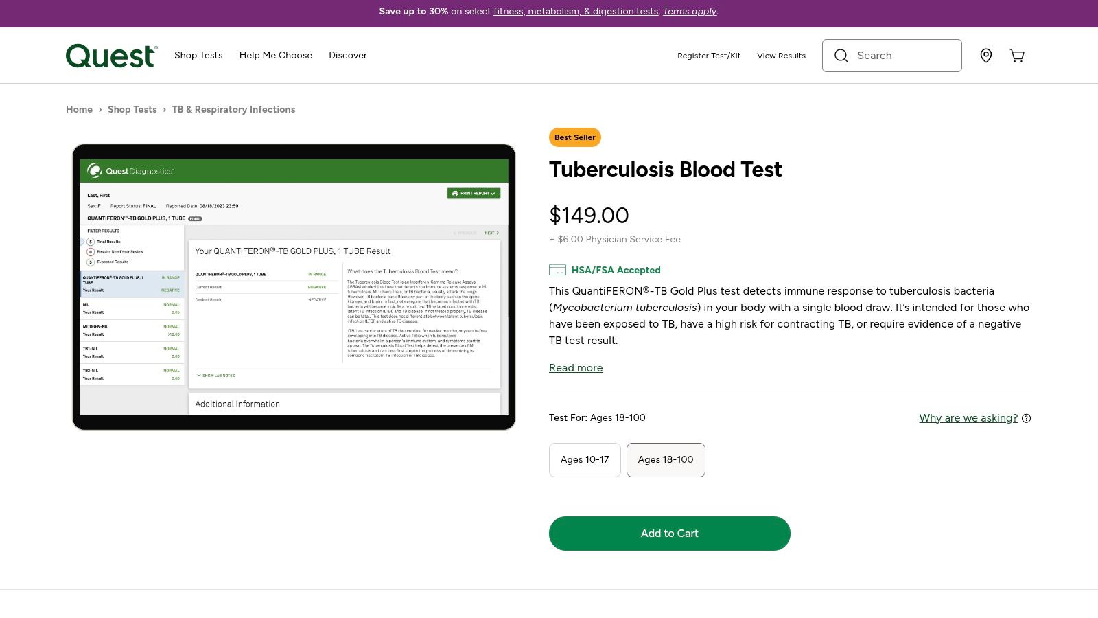 Quest Diagnostics (Quest Health direct-to-consumer IGRA)